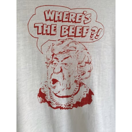 1980's "Wendy's" 「Where's the Beef ?!」Promotion Printed Tee