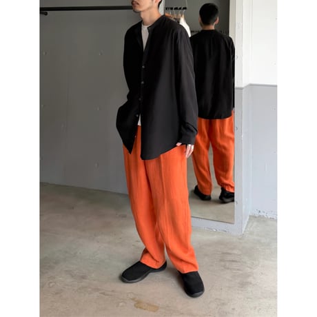2000's Orange Color Linen Fabric Relaxing Pants