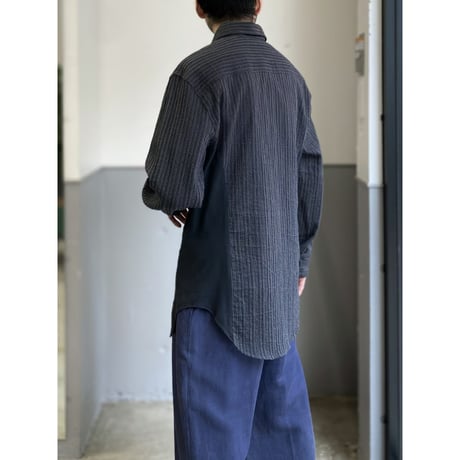 2000's "ARMANI COLLEZIONI" Striped crepe fabric long sleeve shirt