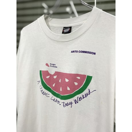 1990's "LABOR DAY" Watermelon printed Promotion Tee
