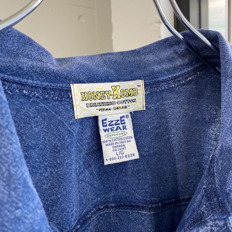 1990's "EZZE WEAR" HONEY-KOMB COTTON L/S SHIRT