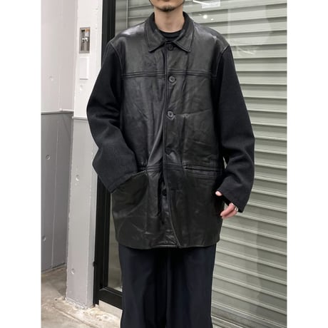 1990's Leather × Knit switching design jacket