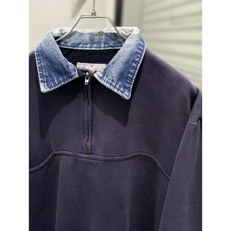 1990's Sun faded & Damaged half zip sweat shirt