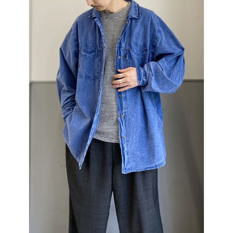 1990's "EZZE WEAR" HONEY-KOMB COTTON L/S SHIRT