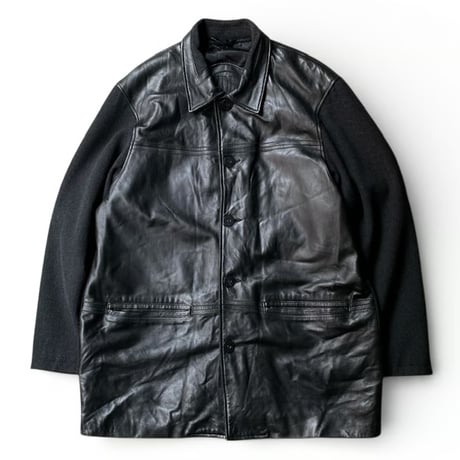 1990's Leather × Knit switching design jacket