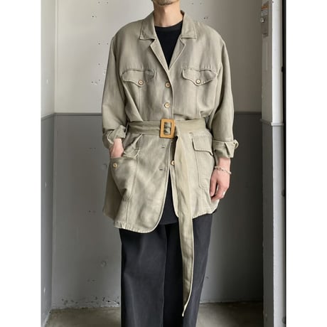 1980's-1990's "ELISABETH A LIZ CLAIBORNE" Linen / Rayon fabric safari jacket