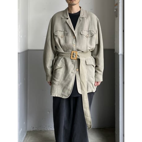1980's-1990's "ELISABETH A LIZ CLAIBORNE" Linen / Rayon fabric safari jacket