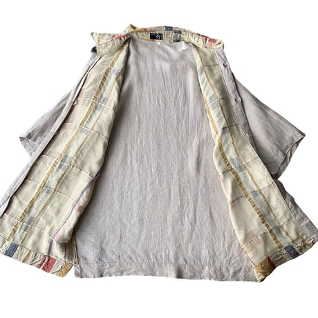 1990's ITALY made Linen × Silk switching design short sleeve shirt