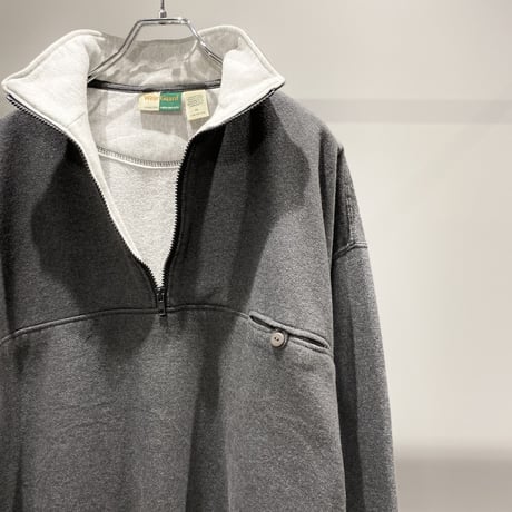 2000's Wide & Short silhouette half zip design sweat shirt