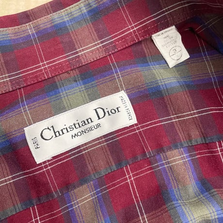 1980's-1990's "Christian Dior MONSIEUR" Plaid pattern long sleeve shirt