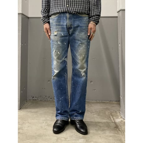 2000's "Levi's 517" Dameged & Painted semi-flare denim pants