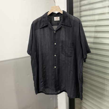 1970's ”Forsyth" Leno weave fabric open collar shirt