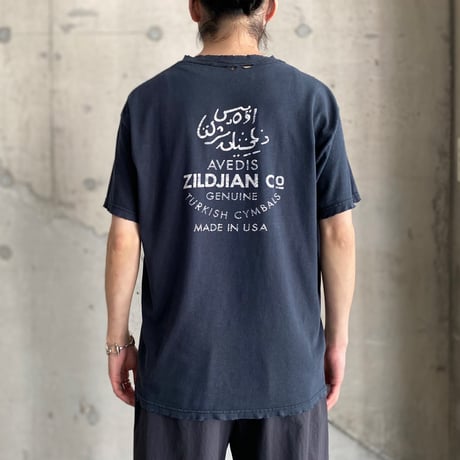 2000's〜"ZILDJIAN" Damaged printed Tee