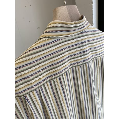 1990's "Ermenegildo Zegna" Cotton jaqured fabric long sleeve shirt