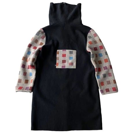 2000's Switching design Extra high-necked wool coat