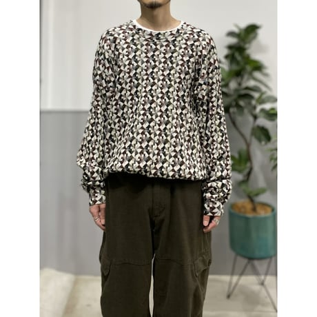 1980's-1990's "JHANE BARNES" Cotton / Rayon jacquard fabric knit sweater