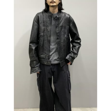 1990's Dual zip design leather motorcycle jacket