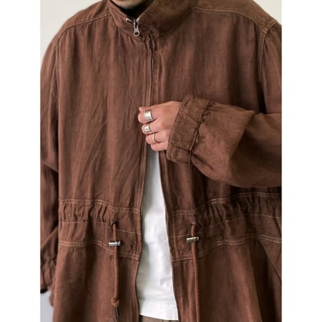 "PERUVIAN CONNECTION" Linen fabric double zipper jacket