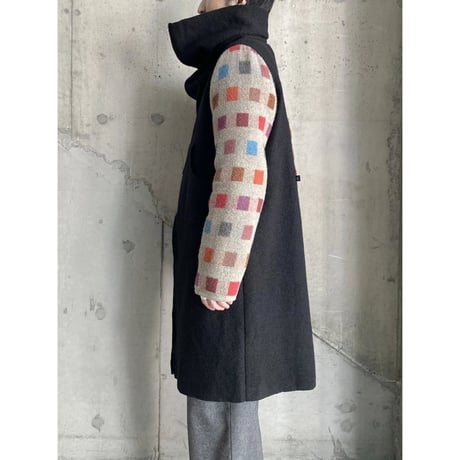 2000's Switching design Extra high-necked wool coat