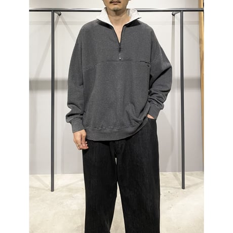 2000's Wide & Short silhouette half zip design sweat shirt