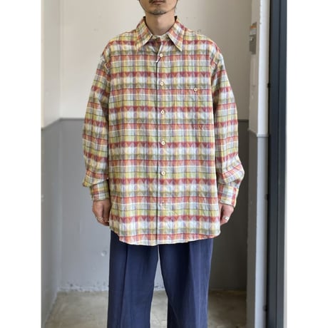 (Dead Stock) 1990's "MISSONI SPORT" Cotton jaquard fabric long sleeve shirt