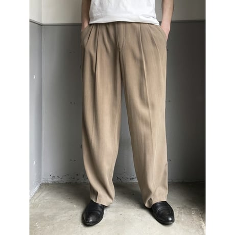 2000's Silk fabric 2tuck slacks pants