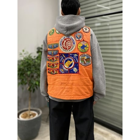 1980's Multi patch design sleeveless jacket
