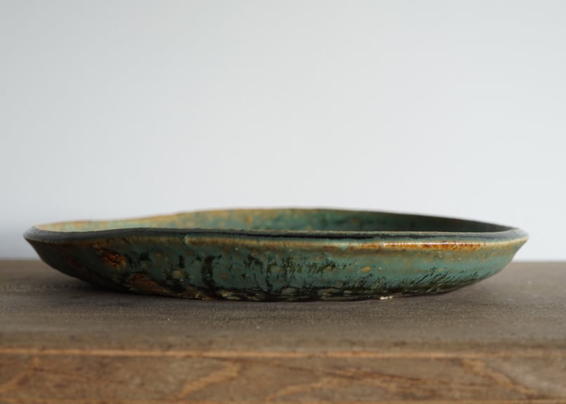 吉田学 織部マット楕円鉢 | utsuwa monotsuki