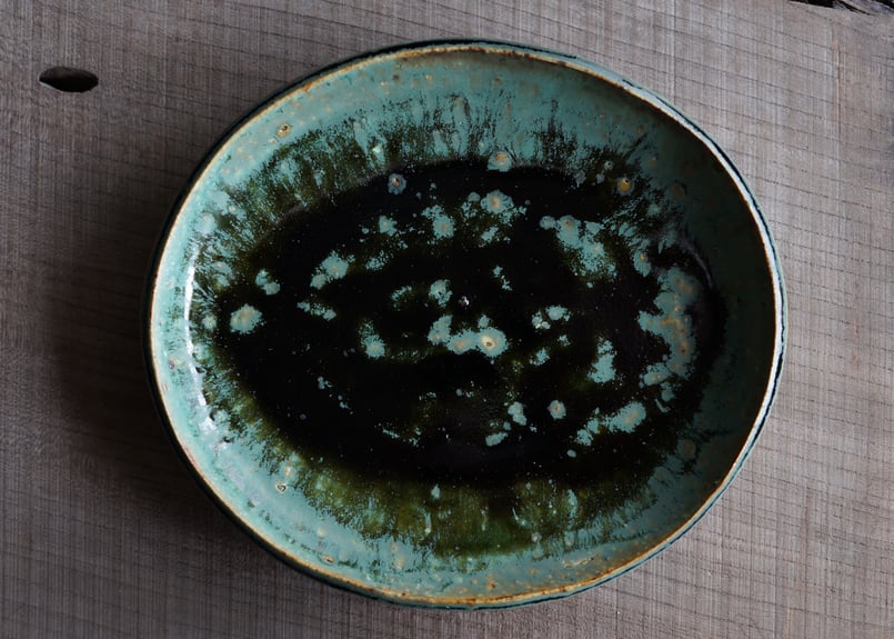 黒織部　鉢 吉田学 織部マット楕円鉢 | utsuwa monotsuki