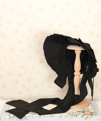 後リボンフルボンネットGoth edition ブラック | HERHUM