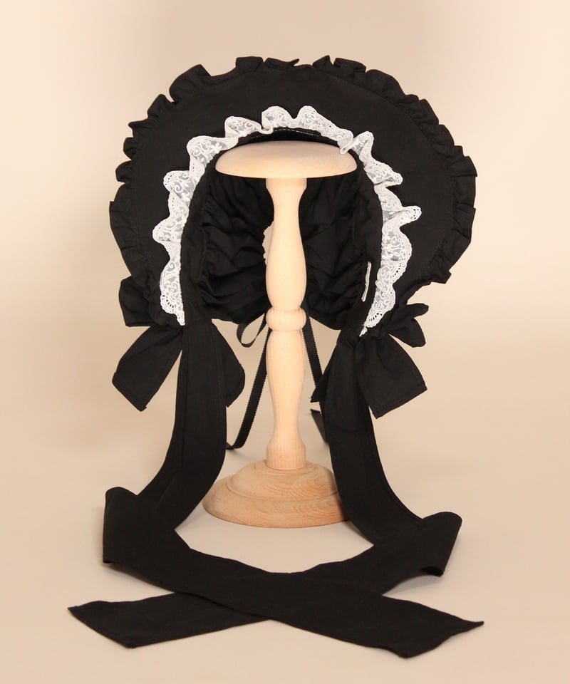 HERHUM後ろリボンフルボンネット黒 受注】後リボンフルボンネットGoth edition ブラック | HERHUM