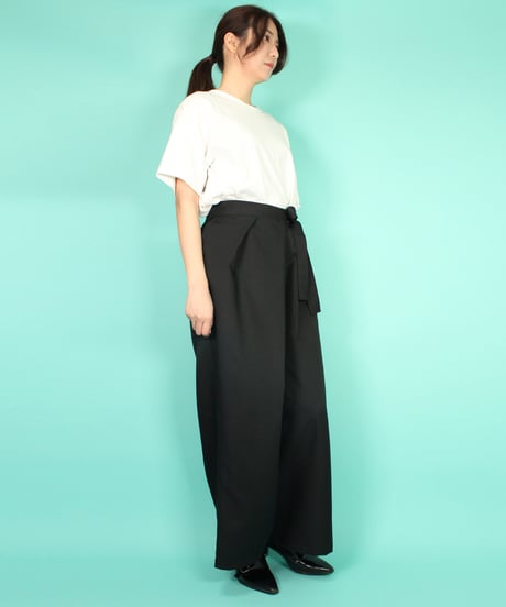 【受注】タックリボンのワイドパンツ