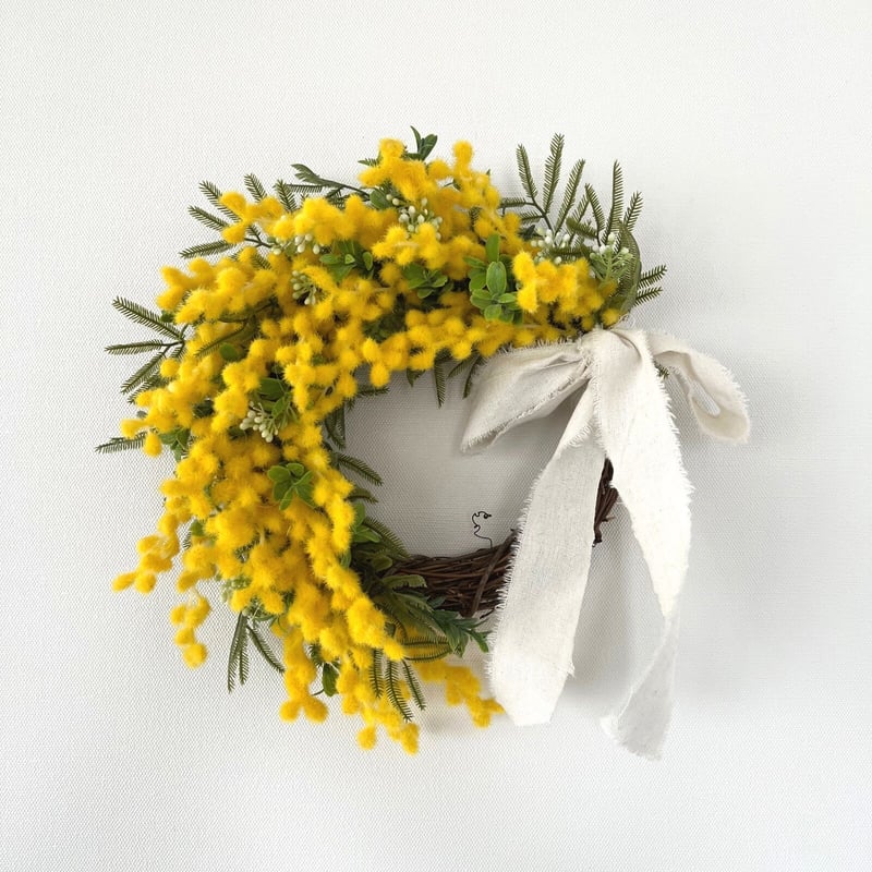 ミモザのクレッセントリース(アーティフィシャルフラワー