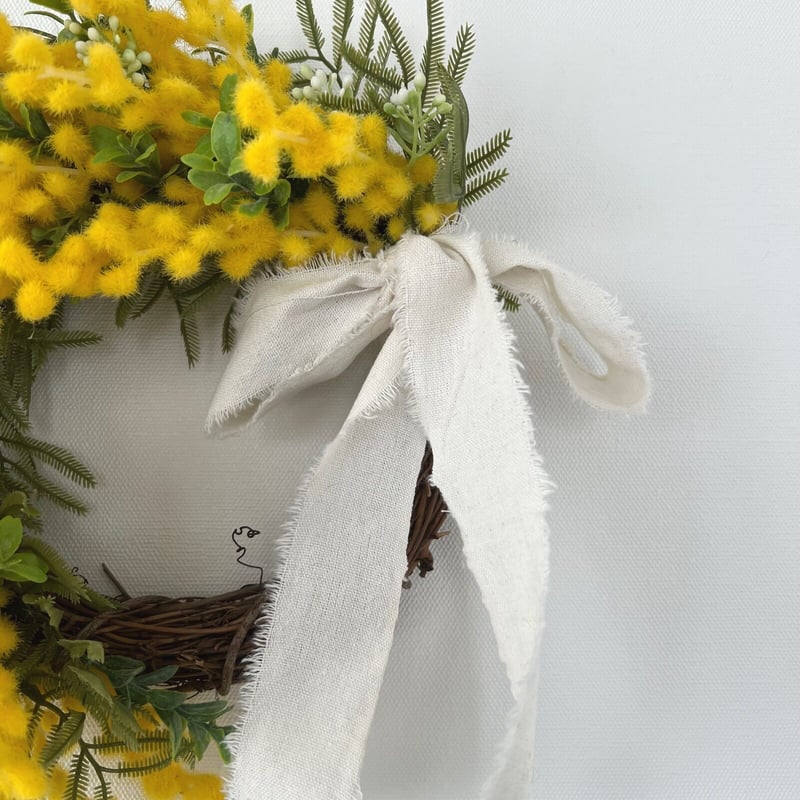 ミモザのクレッセントリース(アーティフィシャルフラワー