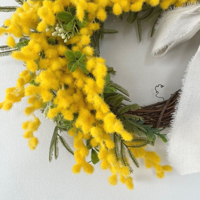 ミモザのクレッセントリース(アーティフィシャルフラワー