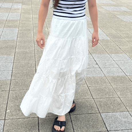 WHITE long Skirt Ladie's