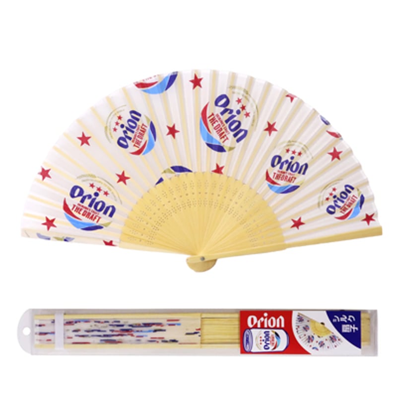 オリオンビール公式グッズ】オリオン シルク扇子 ドラフトロゴデザイン