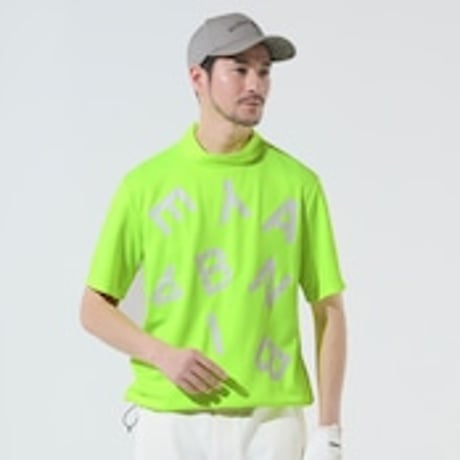 「ALIEN　BABY」ブランド　メンズモックネックドロストTシャツ　NEON YELLOW