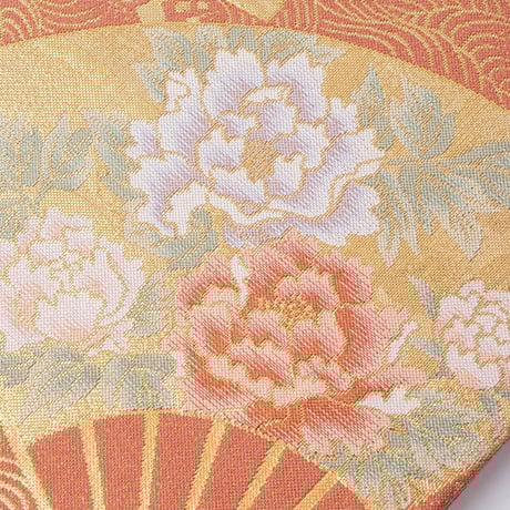 【レンタル】本袋帯 菱扇面 牡丹文 商品番号:O-2021-0012
