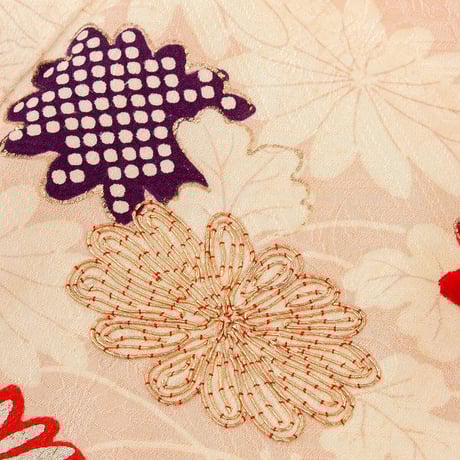 【レンタル】正絹 振袖 友禅 駒刺繍 流水文 菊 牡丹 商品番号:F-2021-0012