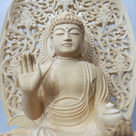 Ｂフライデー　仏像★ヒバ材 薬師如来坐像6.0寸★お薬師様 仏像☆ヒバ材 薬師如来坐像6.0寸☆お薬師様