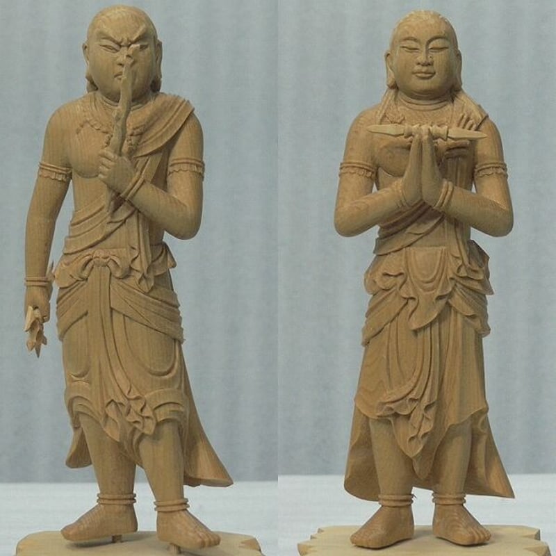 仏像☆ヒバ材 矜羯羅童子・制た迦童子 5.0寸立☆不動明王の脇侍 | お