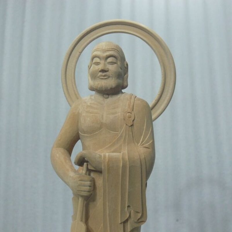 仏像☆ヒバ材 跋陀婆羅菩薩像(バッタバラ)6.5寸☆全高 約30cm