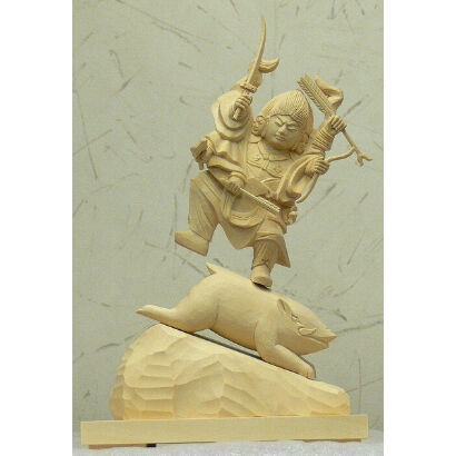 仏像☆柘植材 摩利支天像4.0寸☆高さ：約19cm | お仏壇・お墓の三界堂