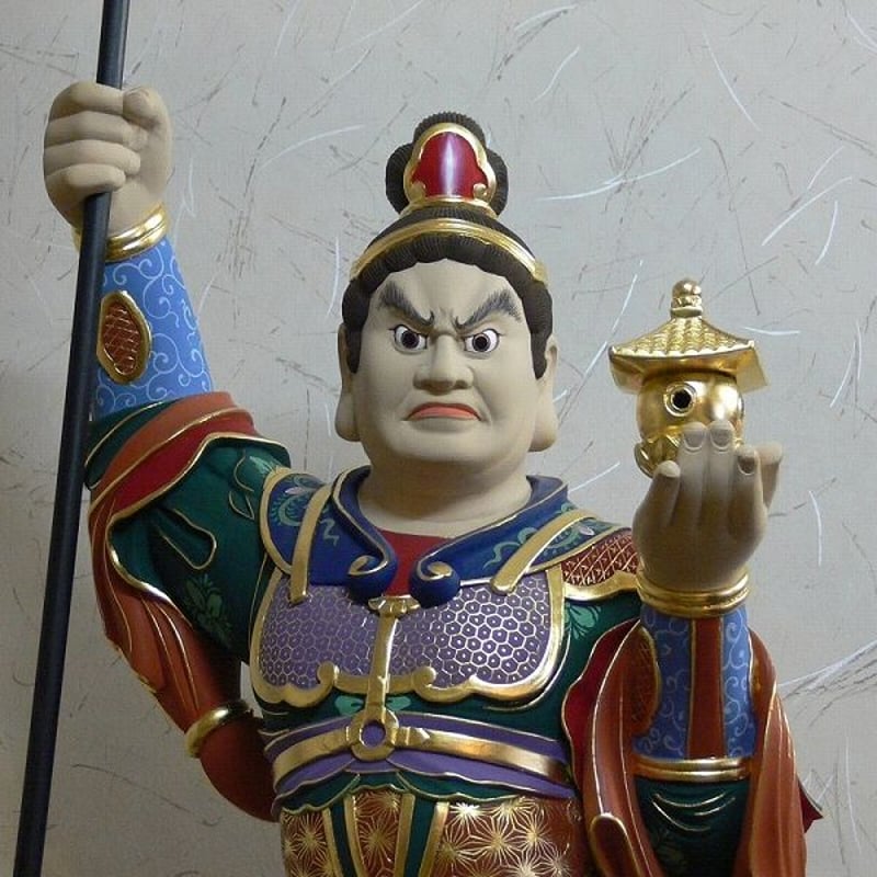 仏像☆極彩色 毘沙門天立像2.3尺☆多聞天 全高:約142cm | お 仏像☆極彩色 毘沙門天立像2.3尺☆多聞天 全高:約142cm | お
