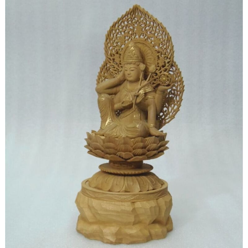 仏像☆香木 如意輪観音菩薩像2.5寸☆眼入り 二重唐草光背 | お仏壇・お