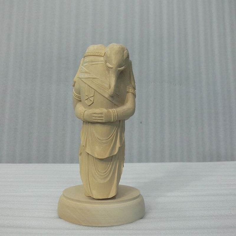 仏像◇ヒバ材 歓喜天 高さ：約21cm◇大聖歓喜天 象鼻天