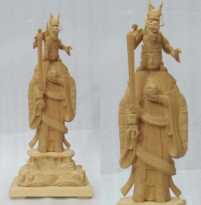 仏像☆柘植 白山大権現7.0寸立☆白山妙理権現 高さ：約38cm | お