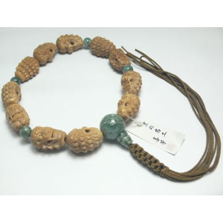 菩提根 彫玉 茶水晶 念珠 菩提根彫玉茶水晶念珠