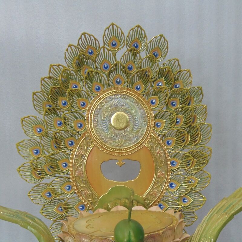 希少切りがね仏像★桧材 淡彩色 孔雀明王像5寸★病魔退散 高さ:約65cm 仏像☆桧材 淡彩色 孔雀明王像5寸☆病魔退散 高さ:約65cm | お